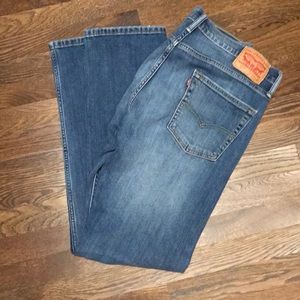 Levi’s 513 gently worn blue jeans. 34W/32L